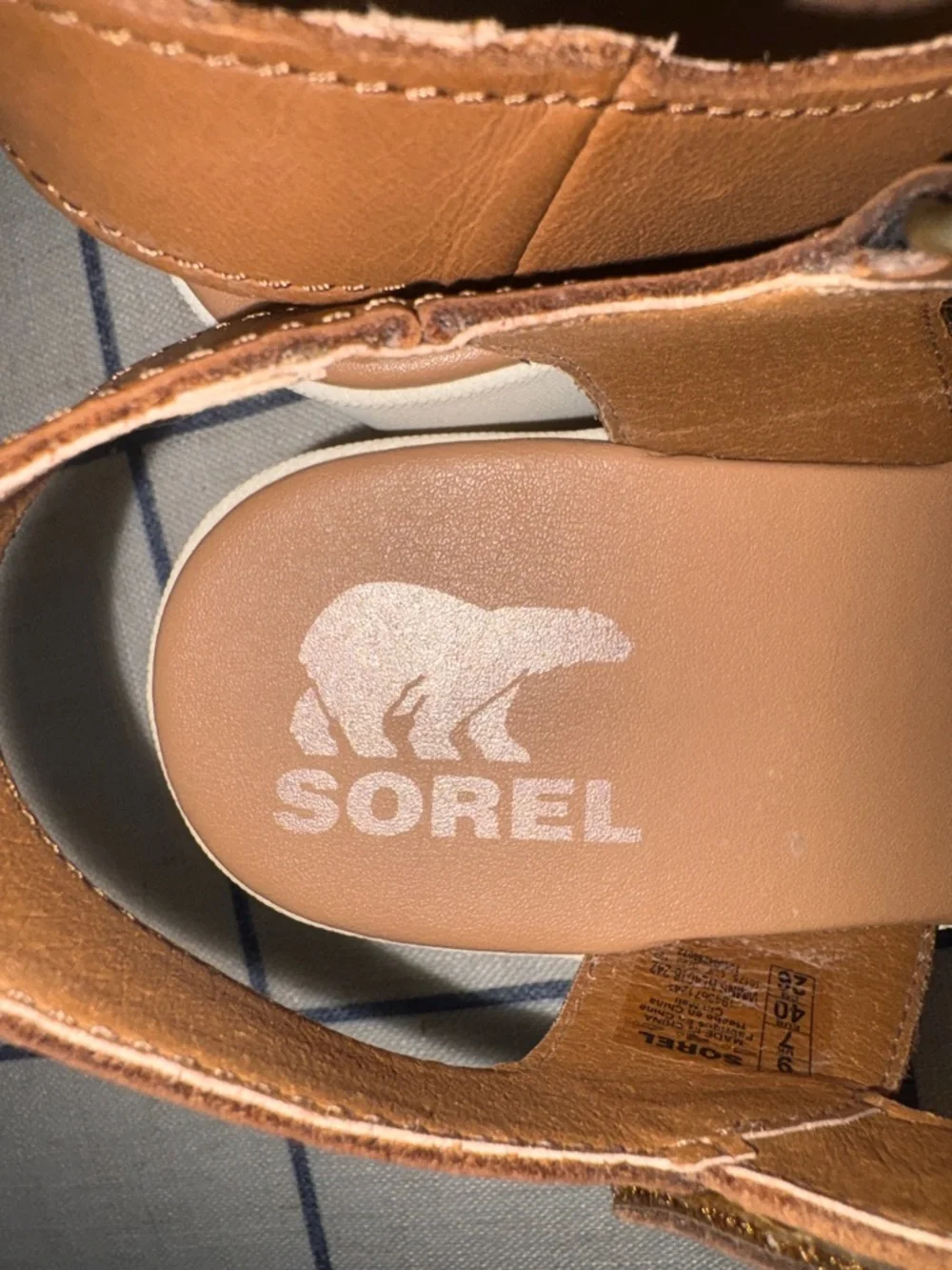 Sorel Brown Leather Platform Sandal with White Sole